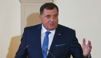 Newly elected Serb tripartite presidency member Milorad Dodik addresses the media at the inauguration ceremony in Sarajevo, November 20 (Reuters/Dado Ruvic)
