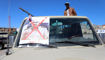 A military vehicle of Members of Misrata forces, under the protection of Tripoli's forces in Tripoli, Libya April 8, 2019 (Reuters/Hani Amara)