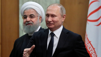 Iranian President Hassan Rouhani with Russia’s Vladimir Putin (Reuters/Sergei Chirikov)