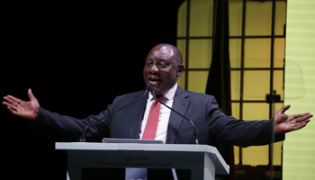 South African President Cyril Ramaphosa at the Investing in Africa Mining Indaba, February 2019 (Reuters/Mike Hutchings)