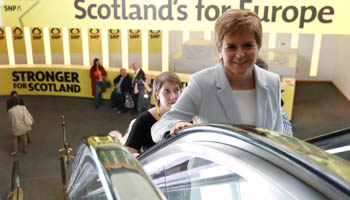Scotland's First Minister Nicola Sturgeon at the SNP conference in Edinburgh, April 27, 2019 (Reuters/Russell Cheyne)