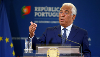 Portugal's Prime Minister Antonio Costa addresses the nation from Sao Bento Palace, in Lisbon, Portugal, May 3 (Reuters/Pedro Nunes)