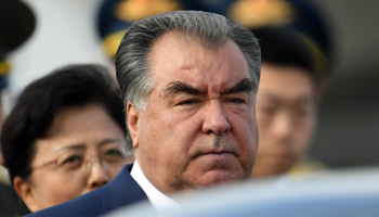 Tajik President Emomali Rahmon at the April 2019 Belt and Road meeting in China (Reuters/Greg Baker)