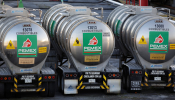 Tanker trucks of Mexico state oil firm Pemex's are seen at Cadereyta refinery in Cadereyta, on the outskirts of Monterrey, Mexico, January 23 (Reuters/Daniel Becerril)