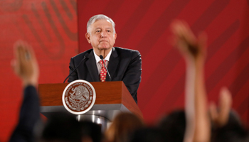 AMLO takes questions during a news conference at the National Palace in Mexico City, Mexico, May 29 (Reuters/Carlos Jasso)