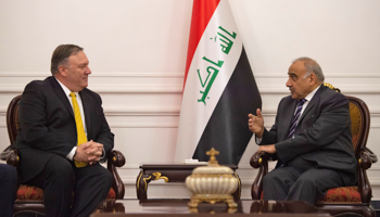 US Secretary of State Mike Pompeo meets Iraqi Prime Minister Adel Abdul-Mahdi in Baghdad, January 2019 (Reuters/Andrew Caballero-Reynolds)