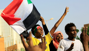 Sudanese people celebrate on the streets of Khartoum, Sudan on July 5. (Reuters/Mohamed Nureldin Abdallah)