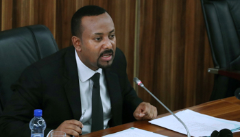 Prime Minister Abiy Ahmed address parliament on ongoing reform efforts, July 1 (Reuters/Tiksa Negeri)