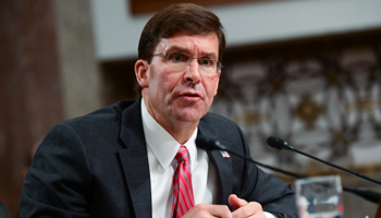 Defense Secretary nominee Mark Esper testifies before a Senate Armed Services Committee hearing on his nomination in Washington, July 16 (Reuters/Erin Scott)