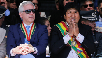 President Evo Morales (right) and Vice-President Alvaro Garcia Linera (Reuters/David Mercado)