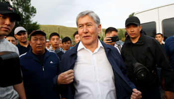 Former president Almazbek Atambayev in his home village the day parliament stripped his immunity from prosecution (Reuters/Vladimir Pirogov)