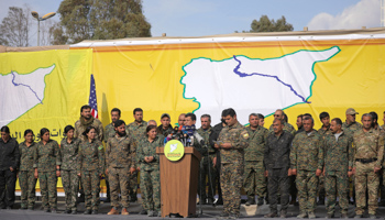 SDF leader Mazloum Kobani announces IS's territorial defeat in north-east Syria (Reuters/Rodi Said)