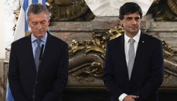 President Mauricio Macri (left) and new Economy Minister Hernan Lacunza (Reuters/Agustin Marcarian)
