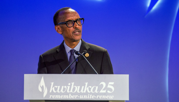Rwandan President Paul Kagame delivers a speech on the 25th anniversary of the 1994 genocide, April 7 (Reuters/Jean Bizimana)