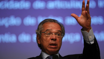 Economy Minister Paulo Guedes at an event on electricity privatisation (Reuters/Pilar Olivares)