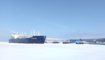 The Christophe de Margerie, an ice-class tanker to transport liquefied natural gas, docked in Arctic port of Sabetta, Russia (Reuters/Olesya Astakhova)