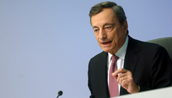 ECB President Mario Draghi speaks at a news conference on the outcome of the meeting of the Governing Council, Frankfurt, September 12 (Reuters/Ralph Orlowski)