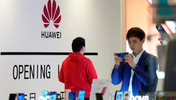 Huawei smartphones are seen displayed inside a shopping mall in Shanghai, China, May 16 (Reuters/Aly Song)