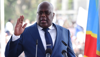 President Felix Tshisekedi takes the oath of office during his inauguration, January 24 (Reuters/Olivia Acland)
