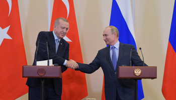Presidents Vladimir Putin (R) and Tayyip Erdogan after agreeing a deal on Syria (Reuters/Alexei Druzhinin, Sputnik)