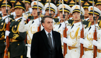 President Jair Bolsonaro at a welcome ceremony in Beijing (Reuters/Florence Lo)