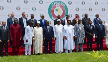 West African leaders and officials pose for a photo at the ECOWAS extraordinary summit on terrorism in Ouagadougou, Burkina Faso September 14, 2019 (Reuters/Anne Mimault)