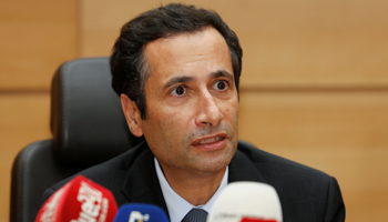 Finance minister Mohamed Benchaaboun speaks at a press conference in Rabat, October 22 (Reuters/Youssef Boudlal)