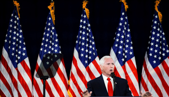 US Vice President Mike Pence speaks at President Donald Trump’s Black Voices for Trump Coalition rollout event in Atlanta, Georgia, United States, November 8 (Reuters/Elijah Nouvelage)