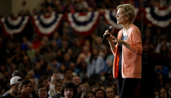 Democratic 2020 US presidential candidate Elizabeth Warren speaks at a political rally in Raleigh, North Carolina, November 7 (Reuters/Jonathan Drake)