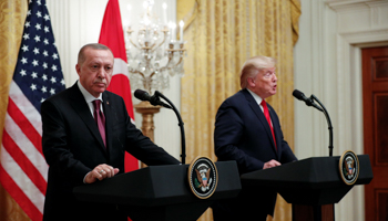 Presidents Donald Trump and Recep Tayyip Erdogan at a joint news conference in the White House (Reuters/Tom Brenner)