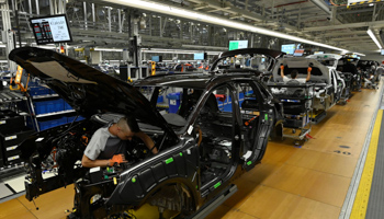 Volkswagen’s production line at its Bratislava plant, July 4 (Reuters/Radovan Stoklasa)