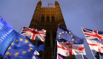 Flags flutter outside the Houses of Parliament in London, Britain, October 21 (Reuters/Simon Dawson)
