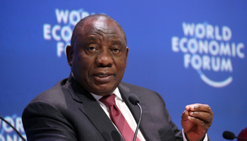South Africa's President Cyril Ramaphosa speaks during a session of the World Economic Forum on Africa in Cape Town, September 5 (Reuters/Sumaya Hisham)