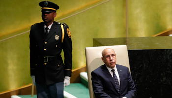 President Mohamed Ould Ghazouani attends the UN General Assembly in New York, September 25 (Reuters/Lucas Jackson)