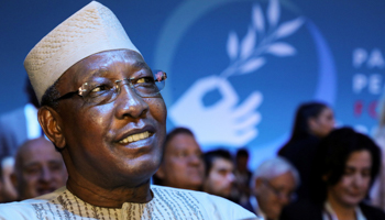 Chadian President Idriss Deby attends the plenary session of the Paris Peace Forum in France, November 12 (Reuters/Ludovic Marin)