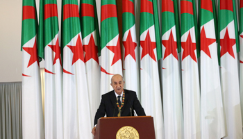 Newly elected President Abdelmadjid Tebboune delivers a speech during a swearing-in ceremony in Algiers, December 19 (Reuters/Ramzi Boudina)