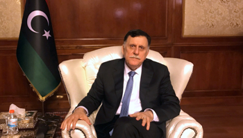 Libya’s internationally recognised Prime Minister Fayez al-Serraj at his office in Tripoli, Libya, June (Reuters/Ulf Laessing)
