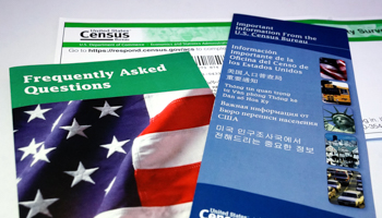 US Census pamphlets and paperwork are pictured in the Manhattan borough of New York City (Reuters/Carlo Allegri)