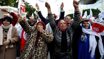 Women take part in a demonstration in Tunis, January 2019 (Reuters/Zoubeir Souissi)