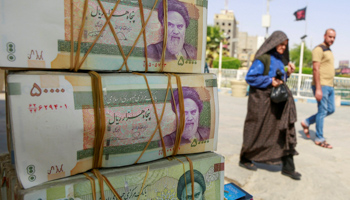 Iranian rial currency notes at a market in Najaf, Iraq, September 22, 2019 (Reuters/Alaa al)