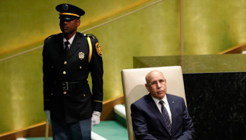 President Mohamed Ould Ghazouani prepares to address the UN General Assembly in New York, September 2019 (Reuters/Lucas Jackson)