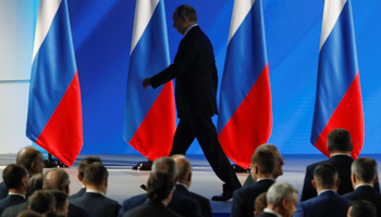 President Vladimir Putin after delivering a speech outlining constitutional reform (Reuters/Shamil Zhumatov)