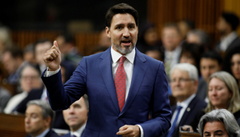 Canada's Prime Minister Justin Trudeau speaks in parliament, Ottawa, February 3, 2020 (Reuters/Blair Gable)