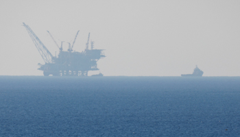 The production platform of the Leviathan natural gas field is seen in the Mediterranean Sea off northern Israel, December 2019. (Reuters/Amir Cohen)