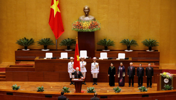 Communist Party of Vietnam General Secretary Nguyen Phu Trong being sworn in as state president in 2018 (Reuters/Nguyen Huy Kham)