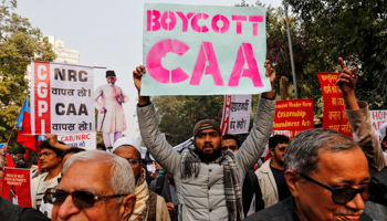 A protest in Delhi against the Citizenship (Amendment) Act. (Reuters/Danish Siddiqui)