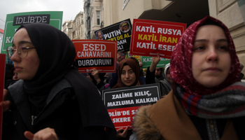 Demonstrators against the killing of Turkish soldiers in Syria's Idlib, Turkey, February 2020. (Reuters/Cansu Alkaya)