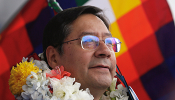 MAS presidential candidate Luis Arce attends a campaign rally in El Alto, on the outskirts of La Paz, Bolivia, February 8, 2020 (Reuters/David Mercado)