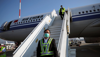 An Air China plane carrying medical supplies dispatched by the Chinese government (Reuters/Alkis Konstantinidis)