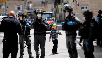  Israeli police in Jerusalem, April 6 (Reuters/Ronen Zvulun)